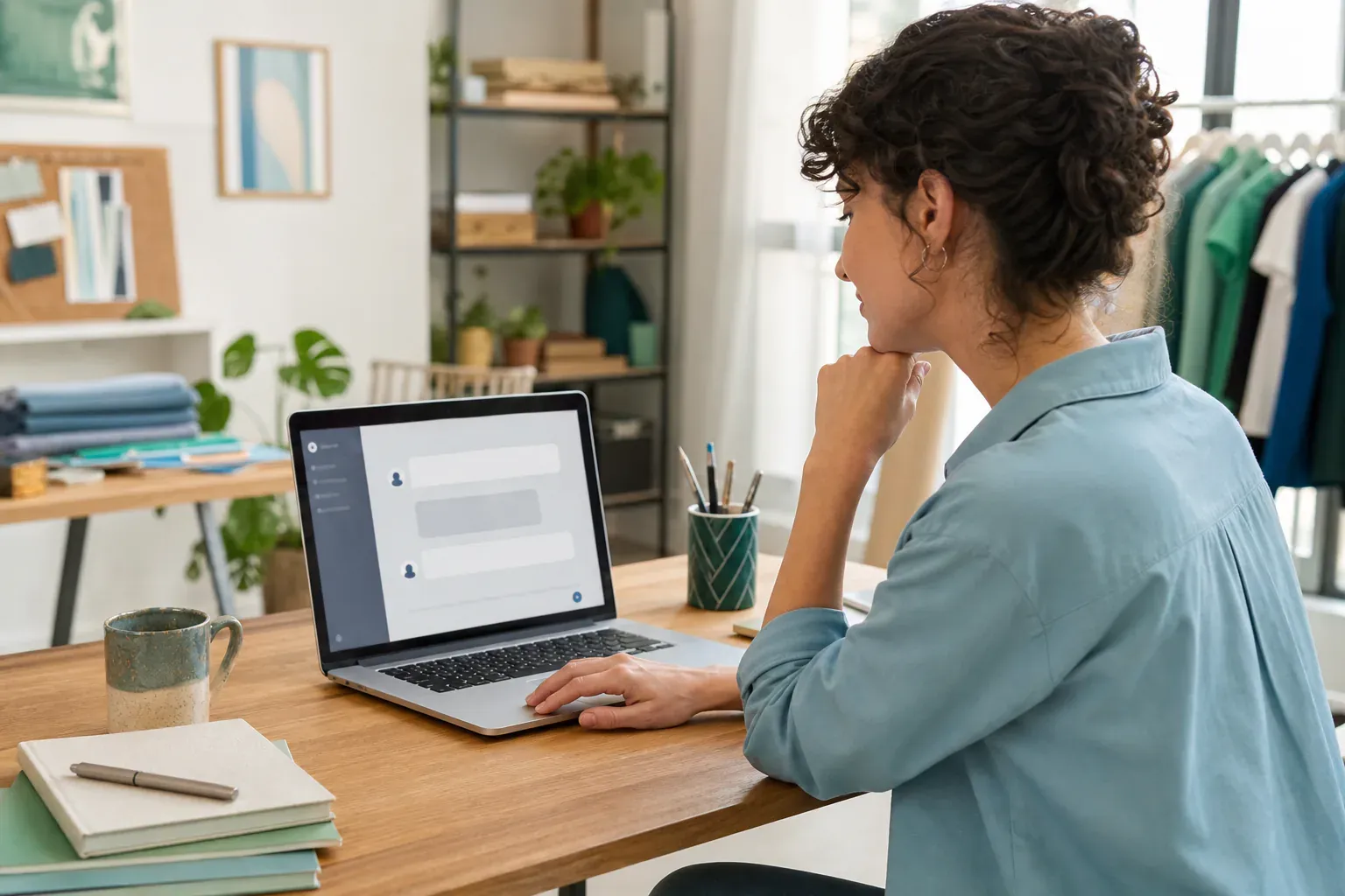 Une professionnelle échange avec l’assistant OLHYN depuis son ordinateur
