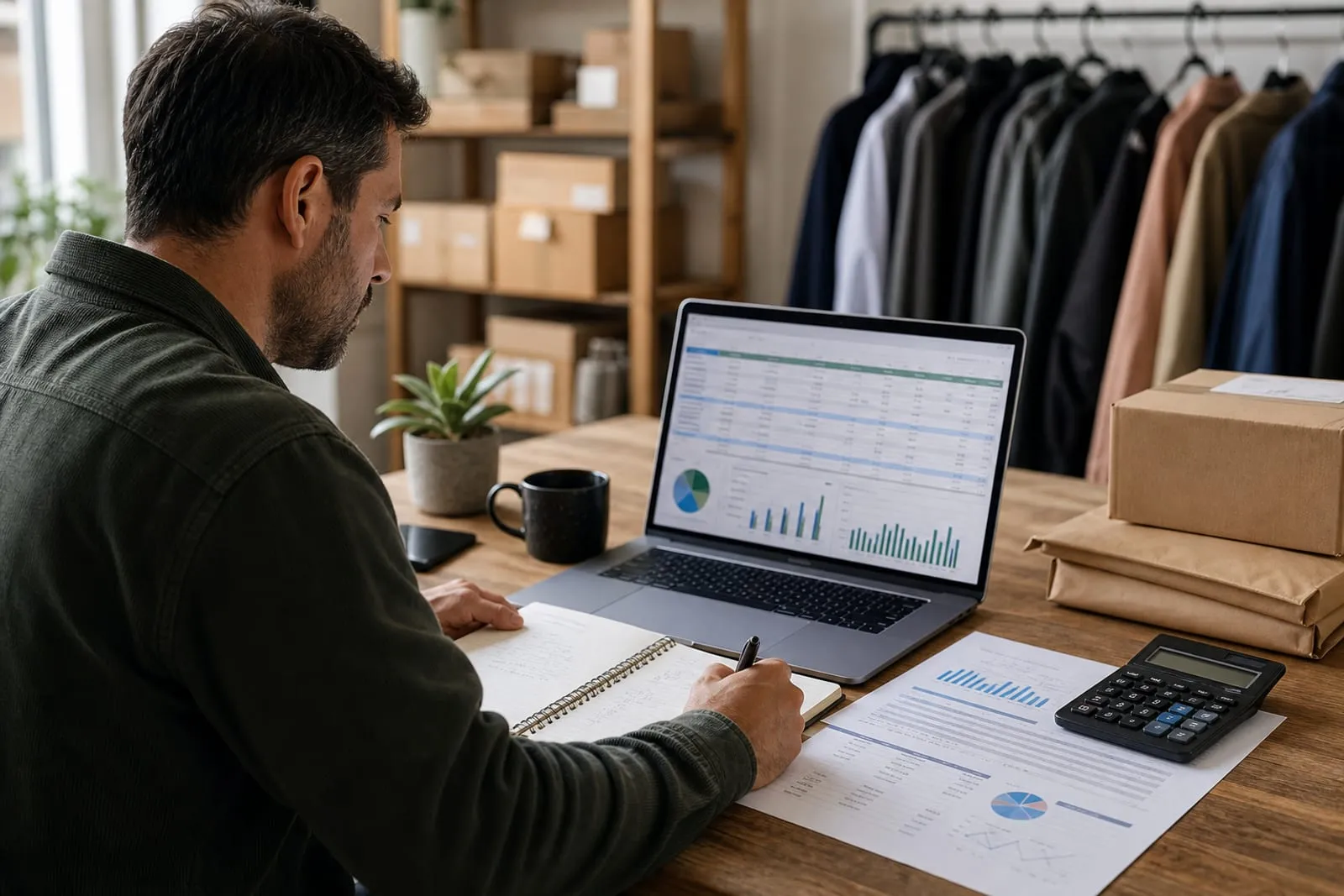 Dirigeant calculant la rentabilité d'un produit vendu sur une marketplace