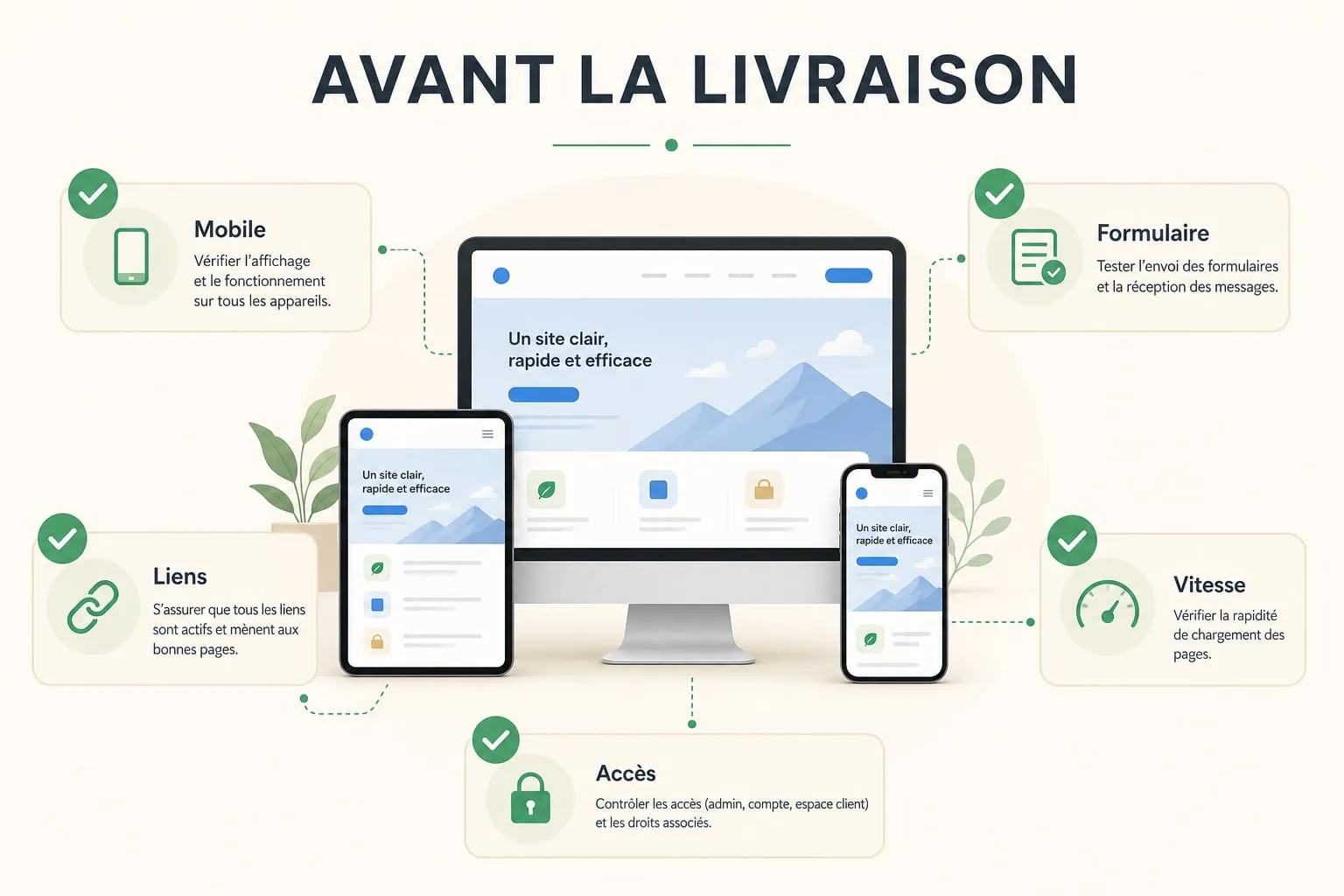 Les contrôles avant livraison d’un site : mobile, formulaire, liens, vitesse et accès
